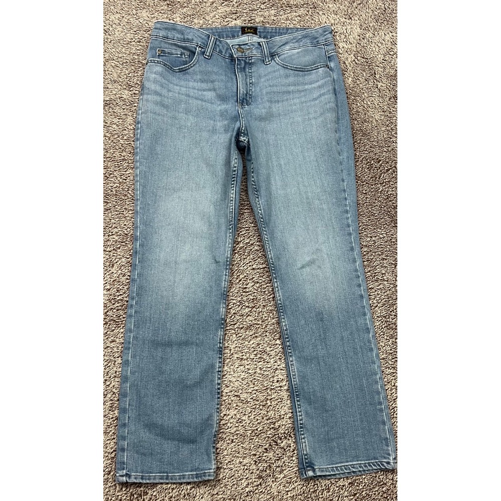 Lee Womens Straight Leg Jeans Light Wash Classic 5 Pocket Denim 16" (32") Waist